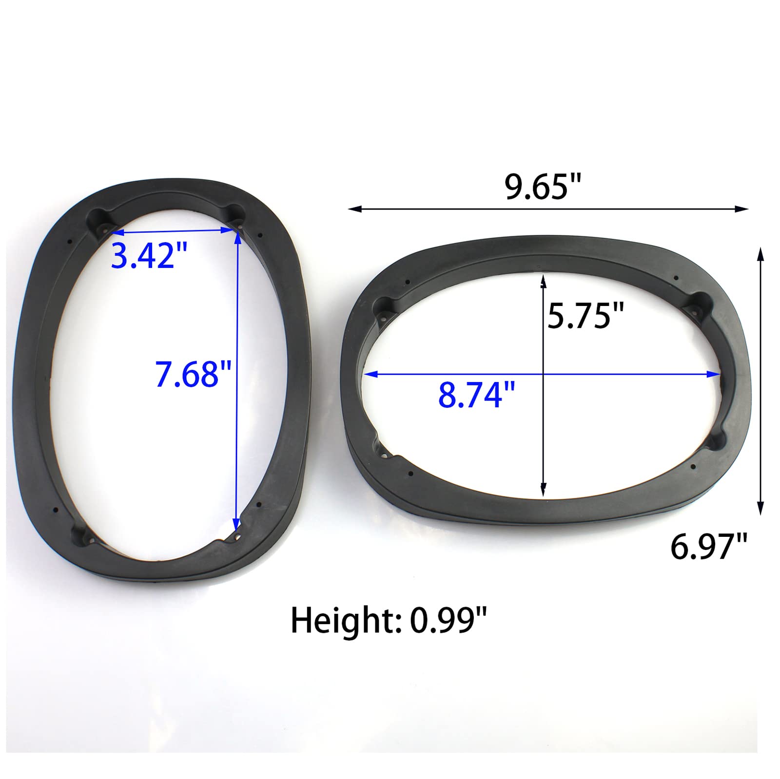 Fdxgyh 2 Pcs 6'' X 9'' Auto Car Universal Fit Abs Speaker Spacers Car Stereo Speaker Spacer Adaptor Ring Mounting Bracket (Black